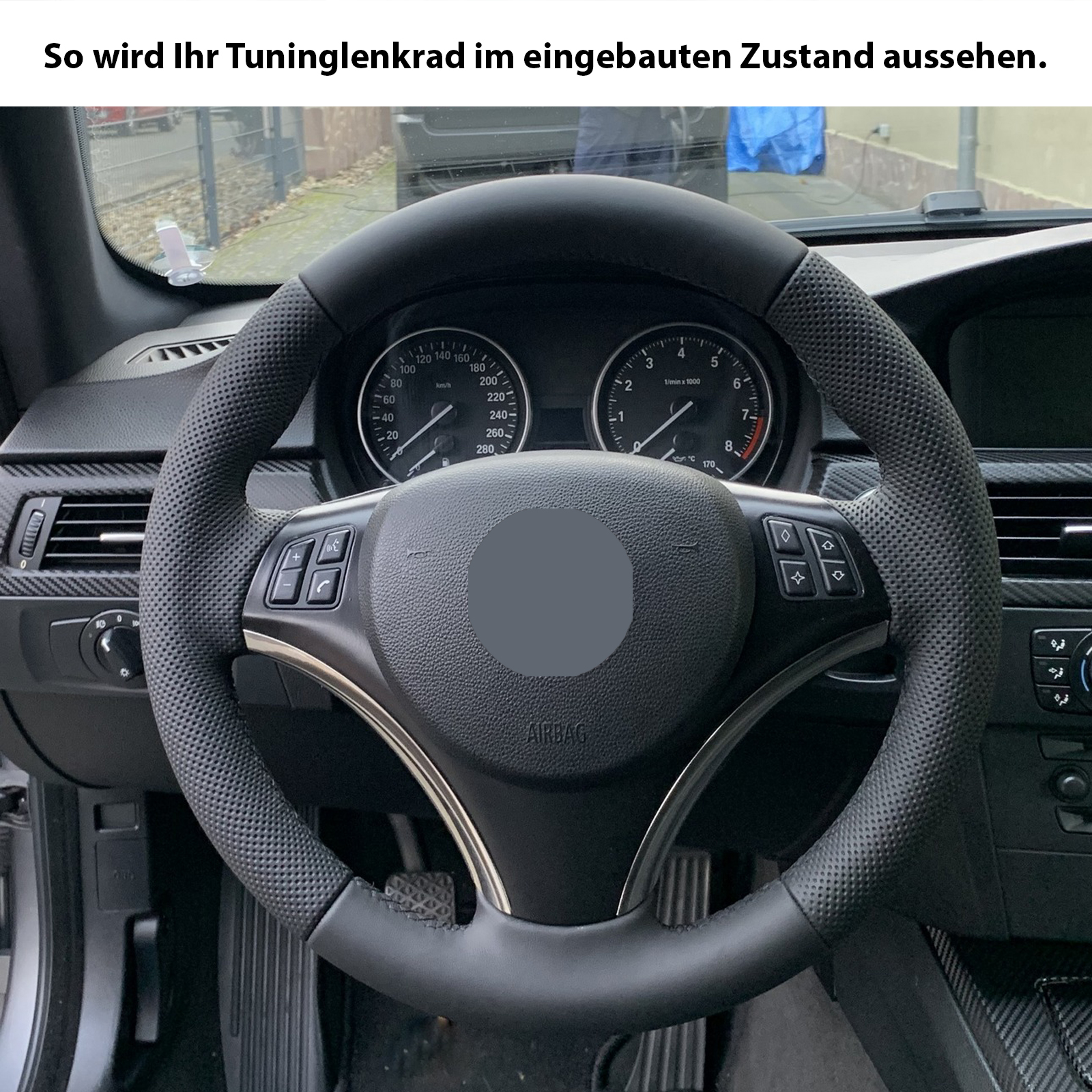 SINIQ Autolenkradabdeckung, für BMW E90 E91 E92 E93 E87 E81 E82 E88 X1 E84  benutzerdefinierte Lenkradabdeckung handgenäht Autoinnenraum