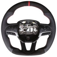 Dodge Challenger Charger Durango Abgeflacht Kombibezug Alcantara 12 Uhr Markierung rot Dodge Challenger Charger Durango Abgeflacht Kombibezug Alcantara 12 Uhr Markierung rot