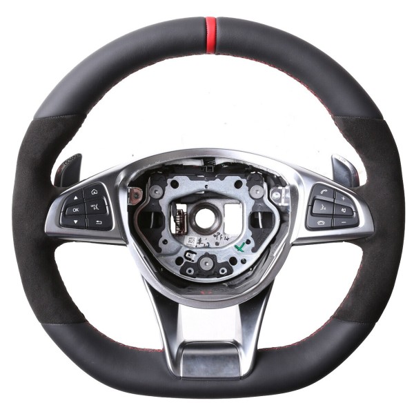Mercedes Lenkrad A CLA GLA GLS Klasse W176 W117 X156 X166 Kombibezug Alcantara 12 Uhr Markierung rot