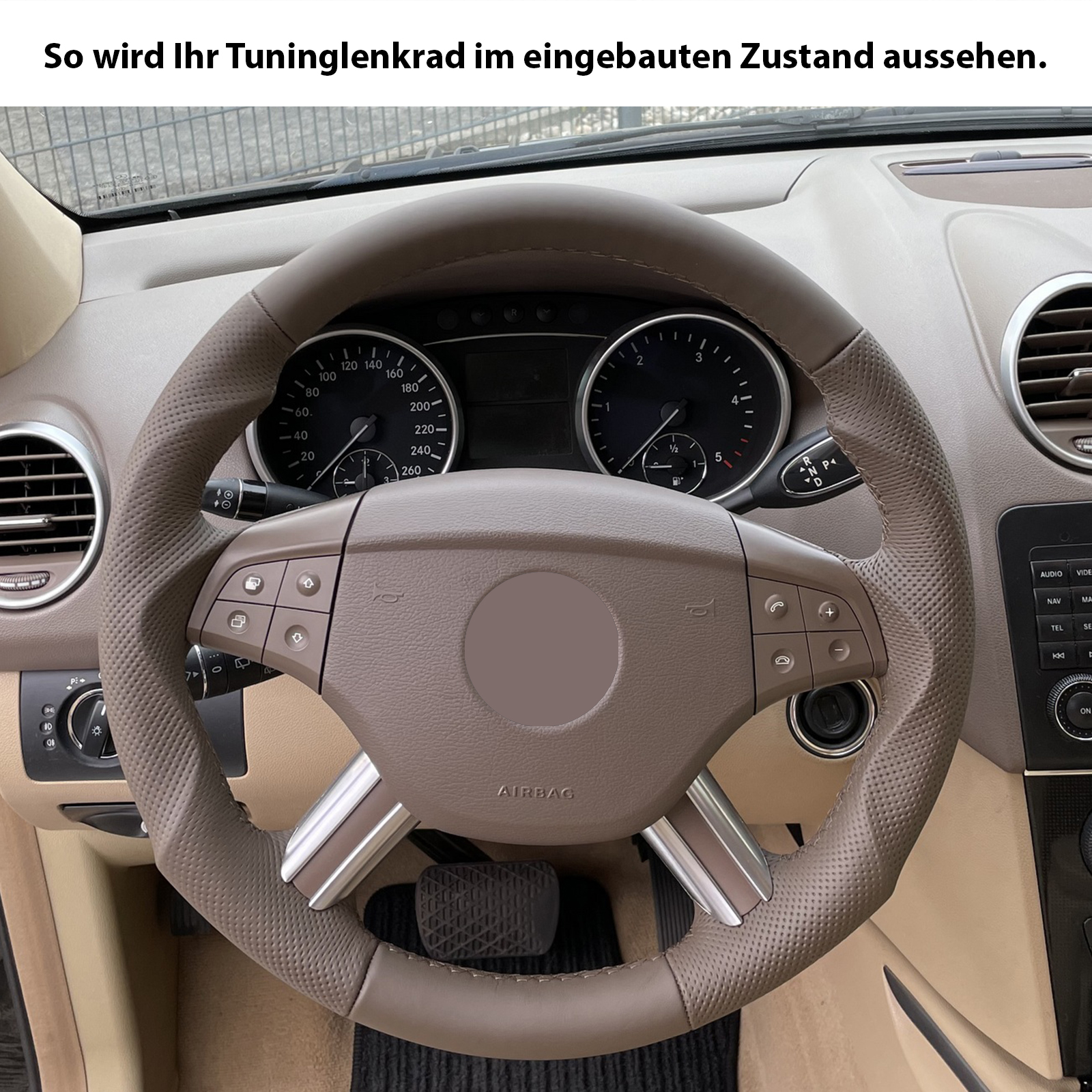 KACHE Lifang Store Auto-Lenkrad-Multifunktionstasten-Kit,  Telefonsteuertasten, kompatibel mit Benz W164 ML GL AMG, W245 B, W251  R-Klasse (Color : Standard Brown): : Auto & Motorrad